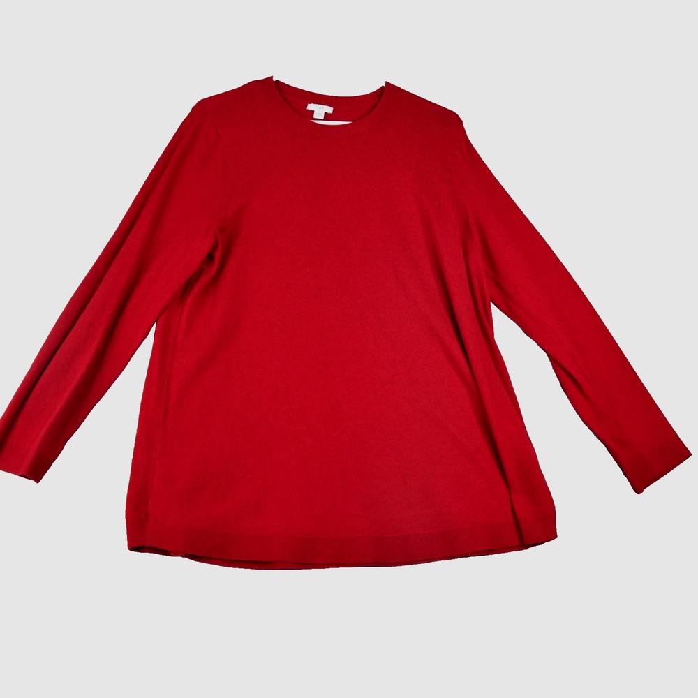 J. Jill Sweatshirt Large Red Crewneck Knit Pullover Long Sleeve